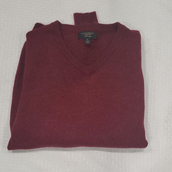 Club Room Cashmere V-Neck  Sweater in Deep Burgundy - Picture 10 of 10